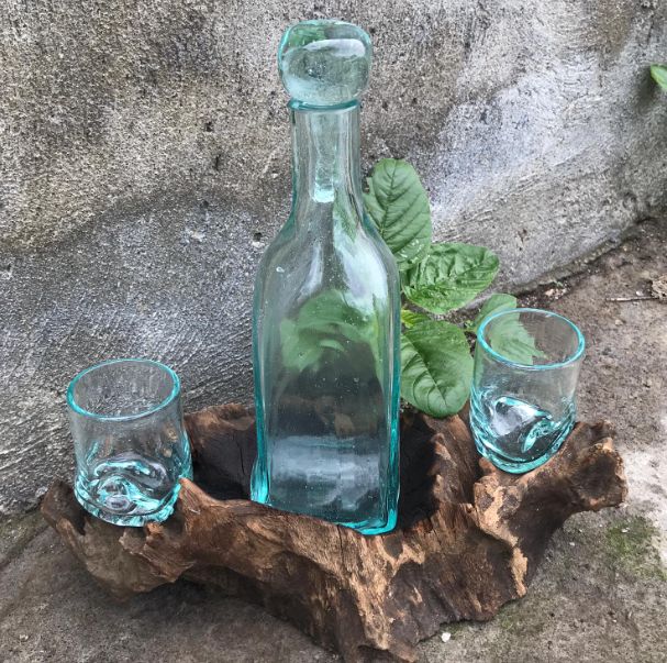 Vidrio Fundido Sobre Madera - Set Whisky