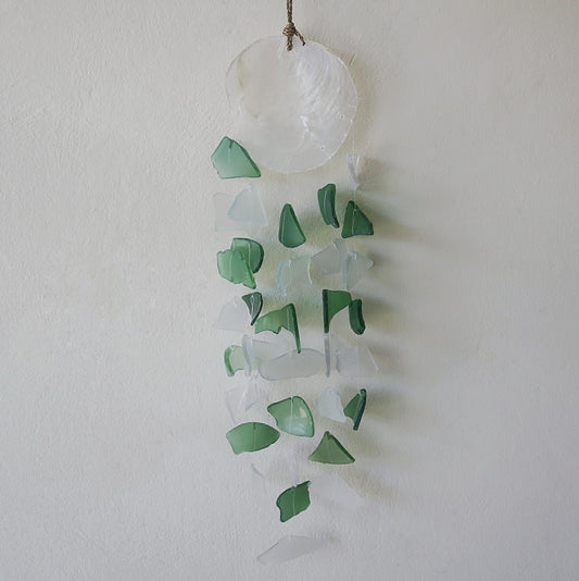 Carillón vidrio reciclado - Verde y Blanco