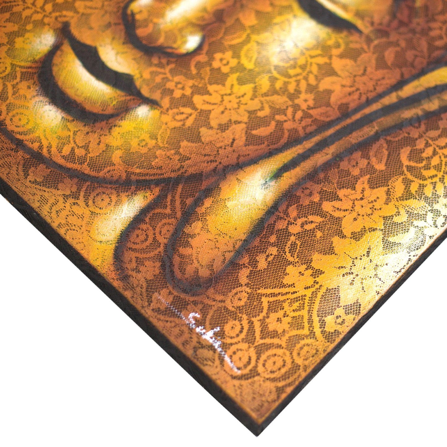 Cuadro de Buda - Detalle de Brocado en Oro