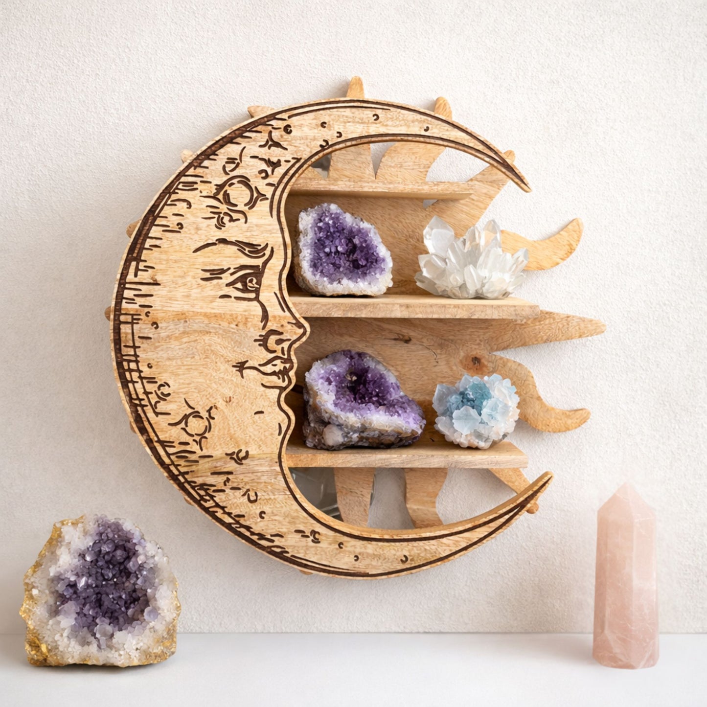 Rayos de sol y luna - Estante de pared de tres niveles